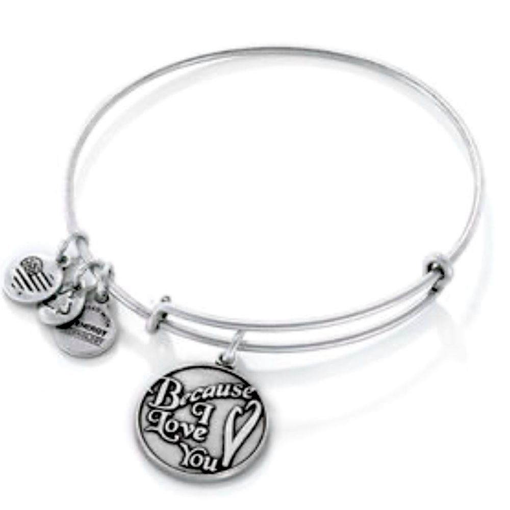 Alex and Ani "Because I Love You" Charm Bangle in Silver-Tone Brass